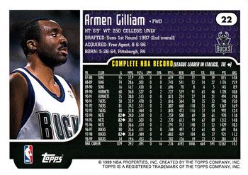 1999-00 Topps Tipoff #22 Armen Gilliam Back