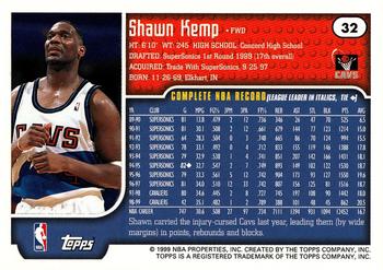 1999-00 Topps Tipoff #32 Shawn Kemp Back
