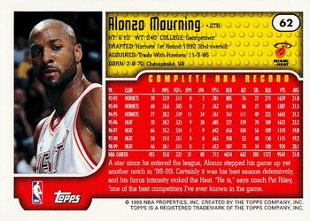 1999-00 Topps Tipoff #62 Alonzo Mourning Back