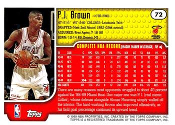 1999-00 Topps Tipoff #72 P.J. Brown Back