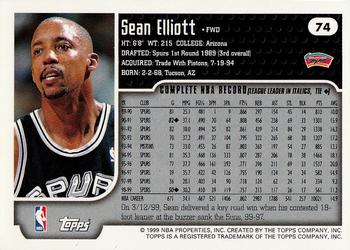 1999-00 Topps Tipoff #74 Sean Elliott Back