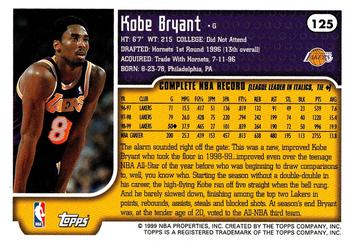 1999-00 Topps Tipoff #125 Kobe Bryant Back