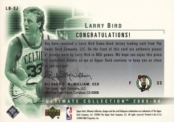 2003-04 Upper Deck Ultimate Collection - Jerseys Triple #LB-3J Larry Bird Back