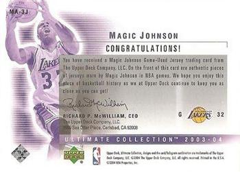 2003-04 Upper Deck Ultimate Collection - Jerseys Triple #MA-3J Magic Johnson Back