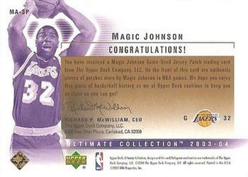 2003-04 Upper Deck Ultimate Collection - Patches Triple #MA-3P Magic Johnson Back