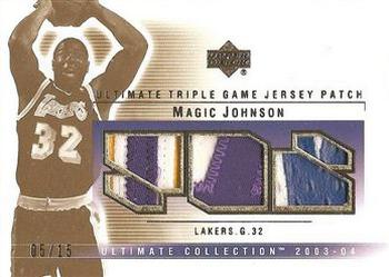 2003-04 Upper Deck Ultimate Collection - Patches Triple #MA-3P Magic Johnson Front