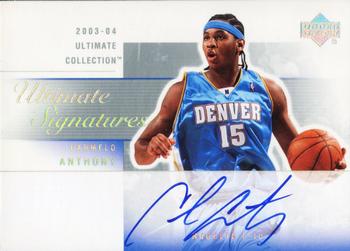 2003-04 Upper Deck Ultimate Collection - Signatures #CA-A Carmelo Anthony Front