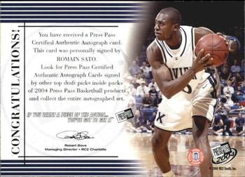 2004 Press Pass - Autographs #NNO Romain Sato Back