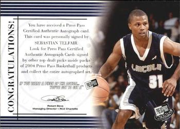 2004 Press Pass - Autographs Gold #34 Sebastian Telfair Back