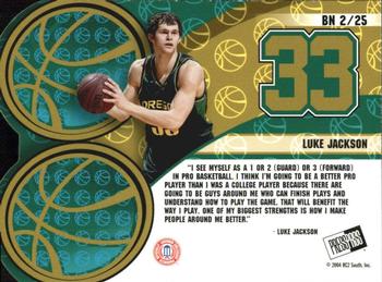 2004 Press Pass - Big Numbers #BN 2 Luke Jackson Back
