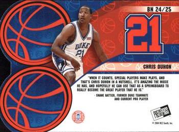 2004 Press Pass - Big Numbers #BN 24 Chris Duhon Back