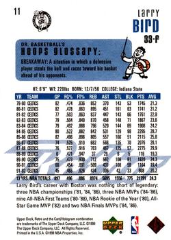 1999-00 Upper Deck Retro #11 Larry Bird Back
