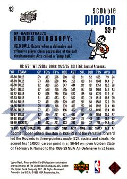 1999-00 Upper Deck Retro #43 Scottie Pippen Back