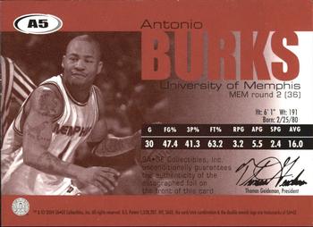 2004 SAGE - Autographs #A5 Antonio Burks Back