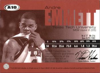 2004 SAGE - Autographs #A10 Andre Emmett Back