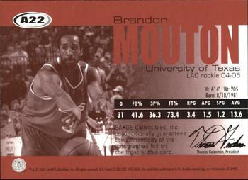 2004 SAGE - Autographs #A22 Brandon Mouton Back