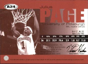 2004 SAGE - Autographs Bronze #A24 Julius Page Back