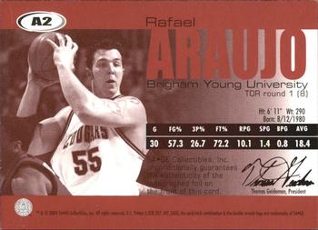 2004 SAGE - Autographs Gold #A2 Rafael Araujo Back