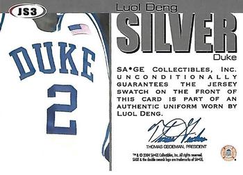2004 SAGE - Jerseys Silver #JS3 Luol Deng Back