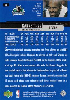 1999-00 Upper Deck #72 Dean Garrett Back