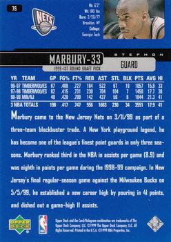 1999-00 Upper Deck #76 Stephon Marbury Back