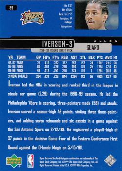 1999-00 Upper Deck #89 Allen Iverson Back