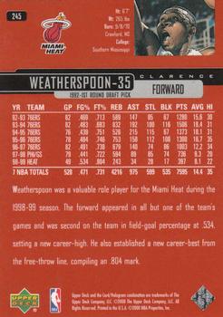 1999-00 Upper Deck #245 Clarence Weatherspoon Back
