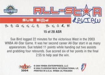 2004 Ultra WNBA - All-Star Review #15 ASR Sue Bird Back