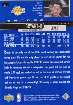 1999-00 Upper Deck Encore #37 Kobe Bryant Back