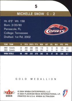 2004 Ultra WNBA - Gold Medallion #5 Michelle Snow Back
