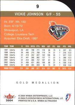 2004 Ultra WNBA - Gold Medallion #9 Vickie Johnson Back