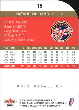 2004 Ultra WNBA - Gold Medallion #15 Natalie Williams Back