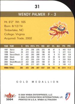 2004 Ultra WNBA - Gold Medallion #31 Wendy Palmer Back