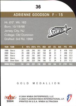 2004 Ultra WNBA - Gold Medallion #36 Adrienne Goodson Back