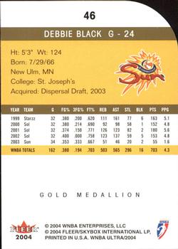 2004 Ultra WNBA - Gold Medallion #46 Debbie Black Back