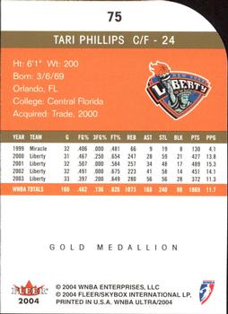 2004 Ultra WNBA - Gold Medallion #75 Tari Phillips Back