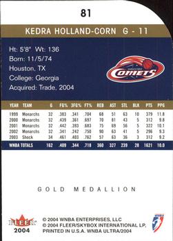 2004 Ultra WNBA - Gold Medallion #81 Kedra Holland-Corn Back