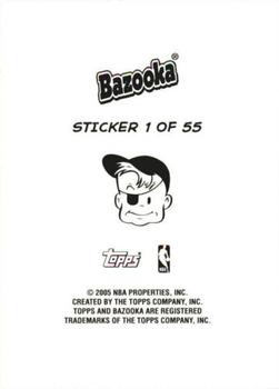 2004-05 Bazooka - 4-on-1 Stickers #1 Shaquille O'Neal / Emeka Okafor / Kobe Bryant / Andre Iguodala Back