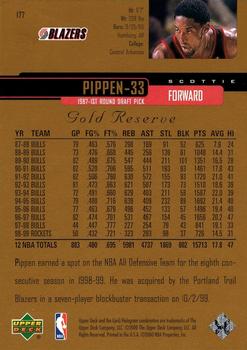 1999-00 Upper Deck Gold Reserve #177 Scottie Pippen Back