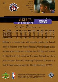 1999-00 Upper Deck Gold Reserve #211 Tracy McGrady Back
