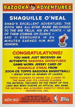 2004-05 Bazooka - Adventures #ADV-SO Shaquille O'Neal Back