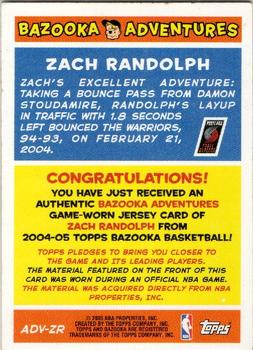 2004-05 Bazooka - Adventures #ADV-ZR Zach Randolph Back