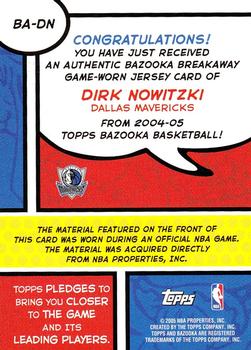 2004-05 Bazooka - Breakaway #BA-DN Dirk Nowitzki Back