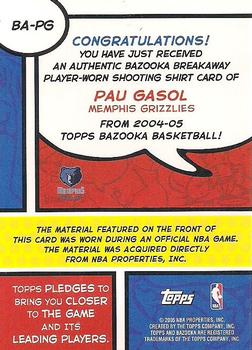 2004-05 Bazooka - Breakaway #BA-PG Pau Gasol Back