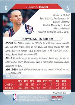 2004-05 Bowman - Chrome #5 Jason Kidd Back