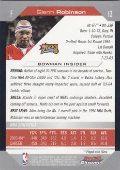 2004-05 Bowman - Chrome #13 Glenn Robinson Back