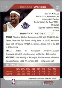 2004-05 Bowman - Chrome #30 Rasheed Wallace Back