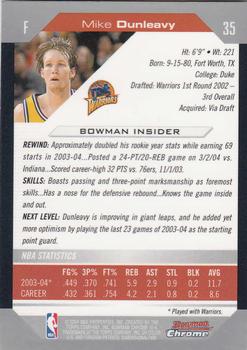 2004-05 Bowman - Chrome #35 Mike Dunleavy Back