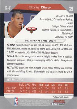 2004-05 Bowman - Chrome #39 Boris Diaw Back