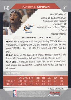 2004-05 Bowman - Chrome #57 Kwame Brown Back